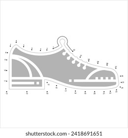 Shoe Icon Connect The Dots, Sneaker Icon, Footwear Used To Protect, Comfort The Human Foot Vector Art Illustration, Puzzle Game Containing A Sequence Of Numbered Dots