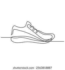 Shoe icon continuous one line drawing outline vector illustration