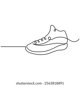Shoe icon continuous one line drawing outline vector illustration