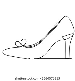 Shoe icon continuous one line drawing outline vector illustration