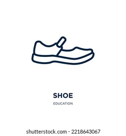 shoe icon from education collection. Thin linear shoe, hat, accessories outline icon isolated on white background. Line vector shoe sign, symbol for web and mobile