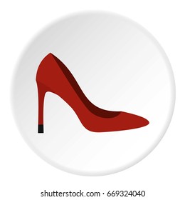 Shoe icon in flat circle isolated on white background vector illustration for web