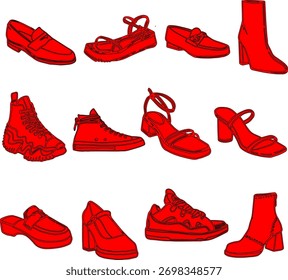 shoe icon list design set