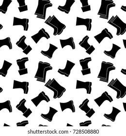 Shoe icon seamless pattern. Endless background made of miscellaneous footwear silhouettes