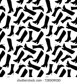 Shoe icon seamless pattern. Endless background made of miscellaneous footwear silhouettes