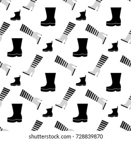 Shoe icon seamless pattern. Endless background made of miscellaneous footwear silhouettes
