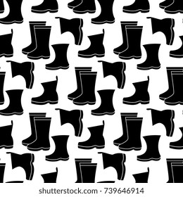 Shoe icon seamless pattern. Endless background made of miscellaneous footwear silhouettes