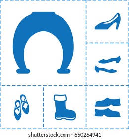 Shoe icon. set of 6 shoe filled icons such as boot, slippers, shoe