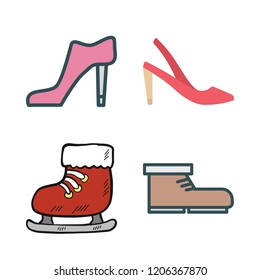 shoe icon set. vector set about high hells, boot, high heel and ice skate icons set.