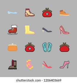shoe icon set. vector set about socks, high heels, flip flops and ballet flats icons set.