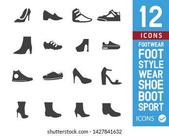 Shoe icon set vector isolated on white