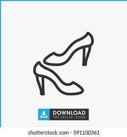 shoe icon. Simple outline shoe vector icon. On white background.
