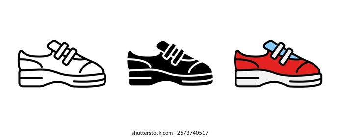 Shoe icon. Sneaker symbol. Footwear sign. Sport boots vector illustration. Sneaker silhouette. Fashion clothing shoes pictogram. Clothes shop logo. Athletic boots concept isolated.