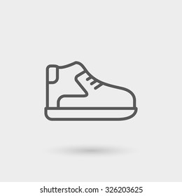 shoe icon, thin line, black color with shadow