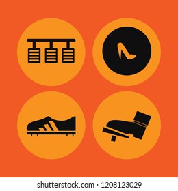 shoe icon. shoe vector icons set foot on the pedal, women shoes, football shoe and pedals
