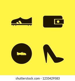 shoe icon. shoe vector icons set purse, men shoes, women shoes and football shoe