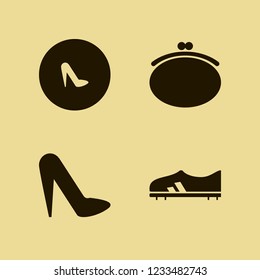 shoe icon. shoe vector icons set purse, football shoe and women shoes