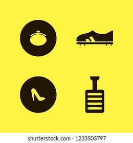 shoe icon. shoe vector icons set women shoes, pedal, football shoe and purse