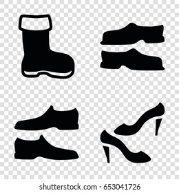 Shoe icons set. set of 4 shoe filled icons such as boot