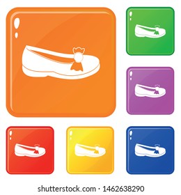 Shoe icons set collection vector 6 color isolated on white background