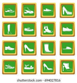Shoe icons set in green color isolated vector illustration for web and any design