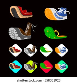 Shoe icons set in isometric 3d style. Men shoes set collection vector illustration