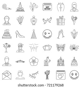 Shoe icons set. Outline style of 36 shoe vector icons for web isolated on white background