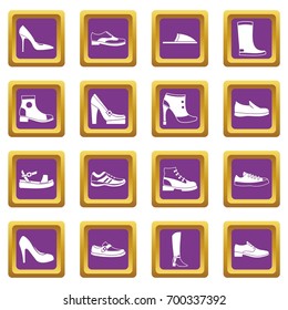 Shoe icons set in purple color isolated vector illustration for web and any design