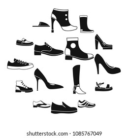 Shoe icons set in simple style. Men and women shoes set collection vector illustration