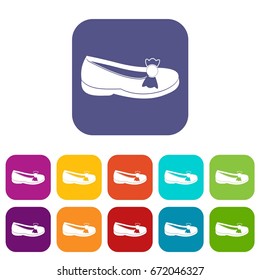 Shoe icons set vector illustration in flat style In colors red, blue, green and other