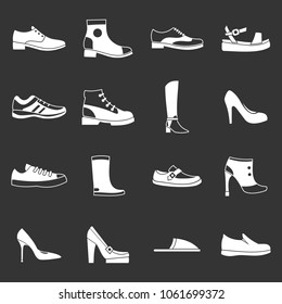 Shoe icons set vector white isolated on grey background 