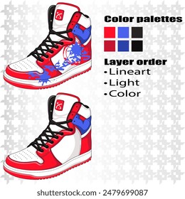 Shoe illustration in vector form, with a neat layer arrangement for easy changes.