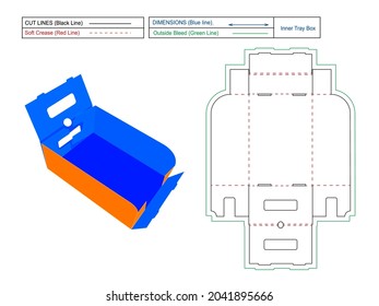 Shoe inner tray cardboard box without glue and with holding nothch shoe box, easily and perfectly foldable box dieline template and 3D box