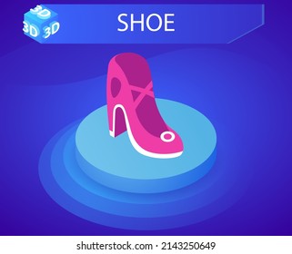 Shoe isometric design icon. Vector web illustration. 3d colorful concept