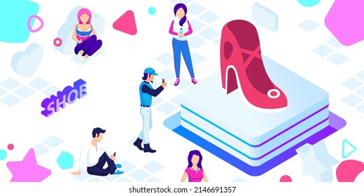 Icono de diseño isométrico del zapato. Ilustración web de vectores. 3.ª colorida concepción