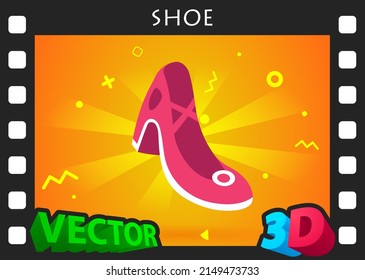 Icono de diseño isométrico del zapato. Ilustración web de vectores. 3.ª colorida concepción