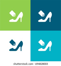 Shoe Label green and blue material color minimal icon or logo design