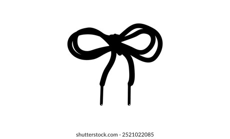Emblema del cordón del zapato, silueta aislada negra