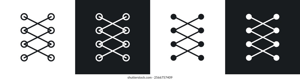 Shoe lace icons in Thin line black color. flat simple vector symbols illustration.