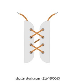 Shoe lacing scheme, realistic, vector illustration isolated on white background. Option of tying orange shoelaces, cross to cross, fashion clothing concept