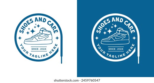 Plantilla de diseño de logotipo de lavandería de zapatos. El logotipo muestra un símbolo de Imagen para el lavado de zapatos