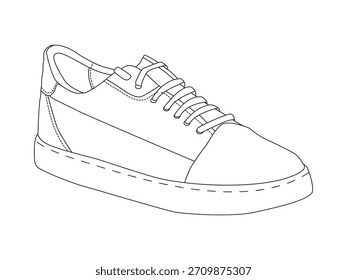 Desenho de linha de sapato isolado no fundo branco