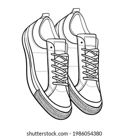 Shoe Line Drawing Shoes Sneaker Outline Stock Vector (Royalty Free ...