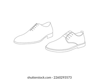 Shoe line icon set. High heels sandal, cowboy boots, hiking footwear, sneakers, slipper minimal vector illustrations.sneakers, formal shoes, vector sketch illustration, isolated on white background.