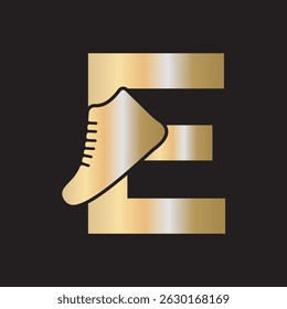 Shoe Logo Combine With Letter E Vector Template
