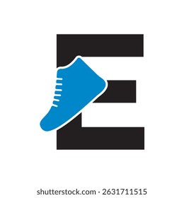 Shoe Logo Combine With Letter E Vector Template