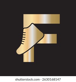 Shoe Logo Combine With Letter F Vector Template