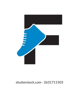 Shoe Logo Combine With Letter F Vector Template