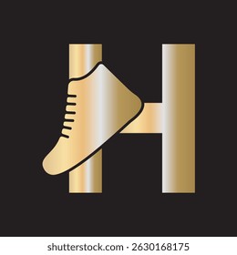Shoe Logo Combine With Letter H Vector Template