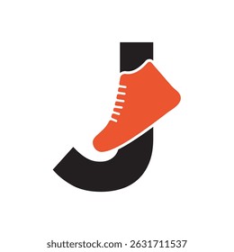 Shoe Logo Combine With Letter J Vector Template
